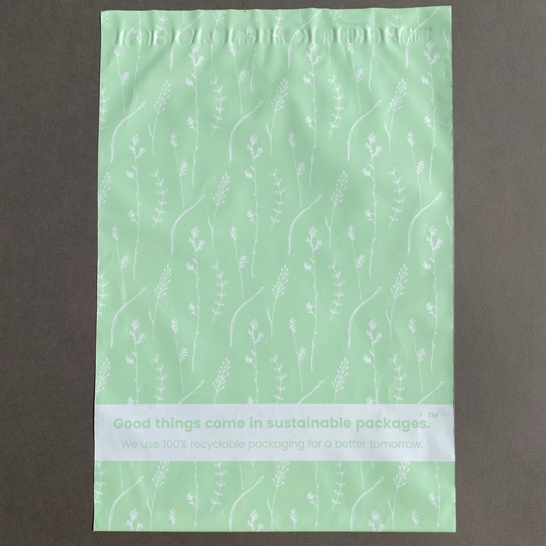Ecofriendly Poly Mailers 10x13 Green Wild Flowers Pack of Etsy
