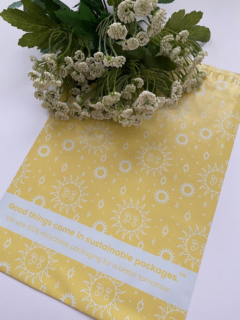 Ecofriendly Poly Mailers 10 X 13 Yellow Suns Pack of 25 50 Etsy
