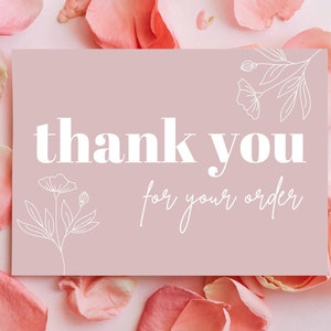 Set of 50 Thank You Cards, Printed Physical Card Inserts Bulk, Small Business, Pink Neutral Poshmark Supplies Cute Postcards, Minimal