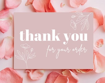 Set of 50 Thank You Cards, Printed Physical Card Inserts Bulk, Small Business, Pink Neutral Poshmark Supplies Cute Postcards, Minimal