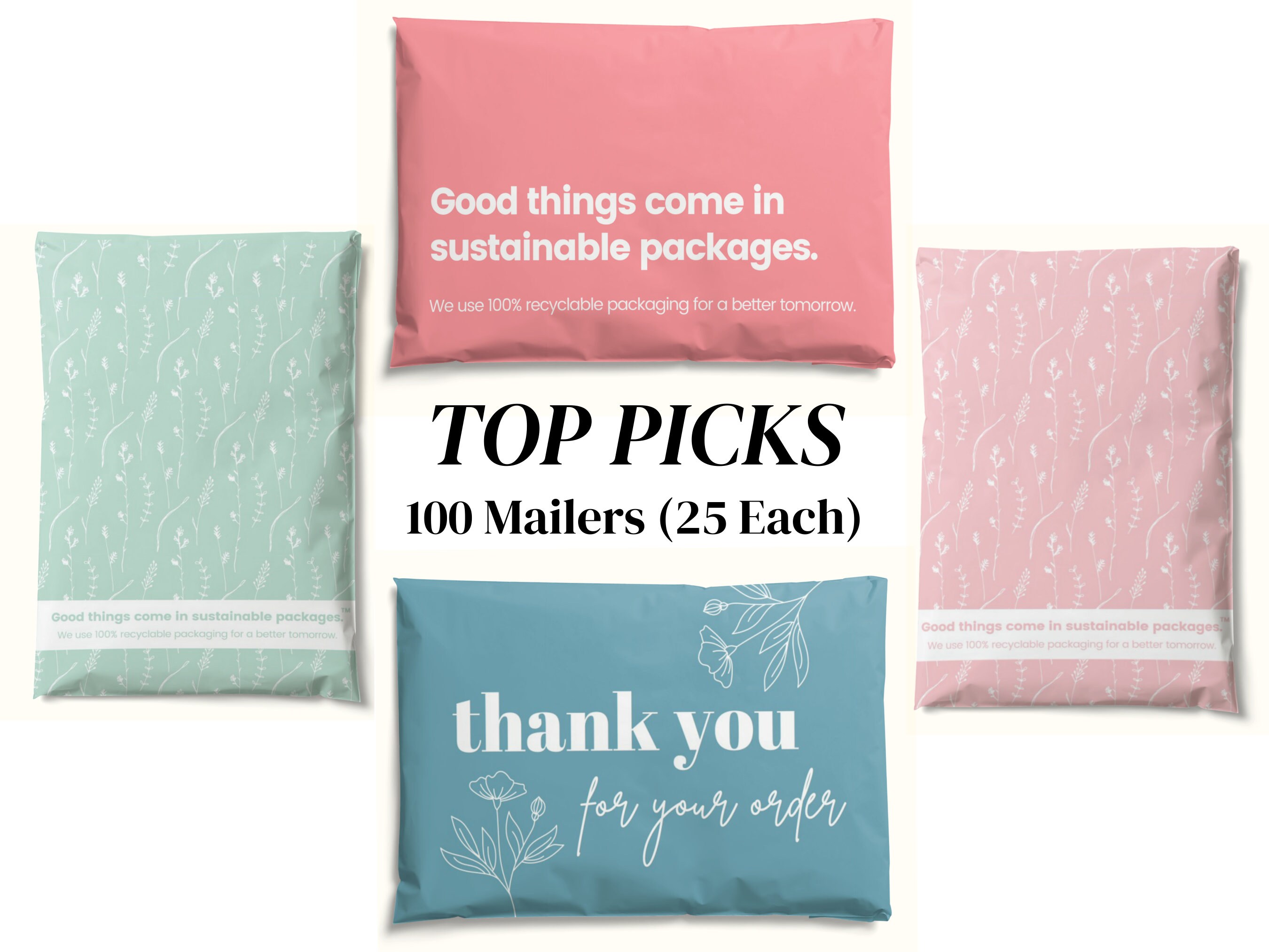 Variety Pack Ecofriendly Poly Mailers 10x13 100 Total 25 Etsy