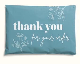 Eco-friendly Poly Mailers 10 x 13, Blue Thank You Mailers, Pack of 25, 50, 100, 100% Recyclable, Shipping Bags, Holiday Christmas Packaging