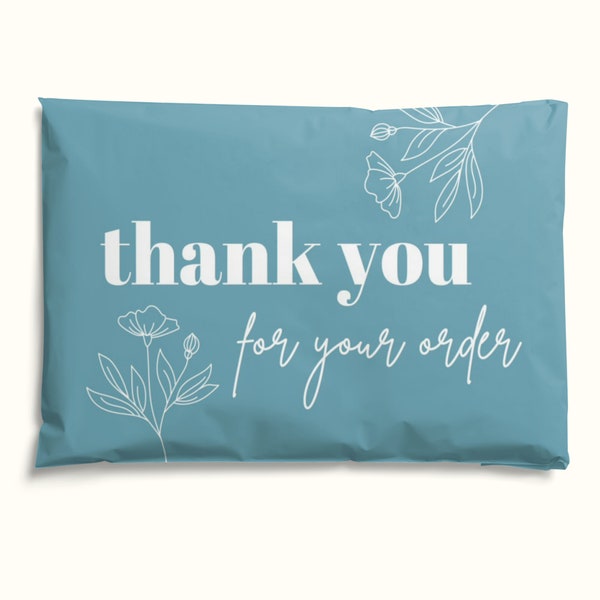 Eco-friendly Poly Mailers 10 x 13, Blue Thank You Mailers, Pack of 25, 50, 100, 100% Recyclable, Shipping Bags, Holiday Christmas Packaging