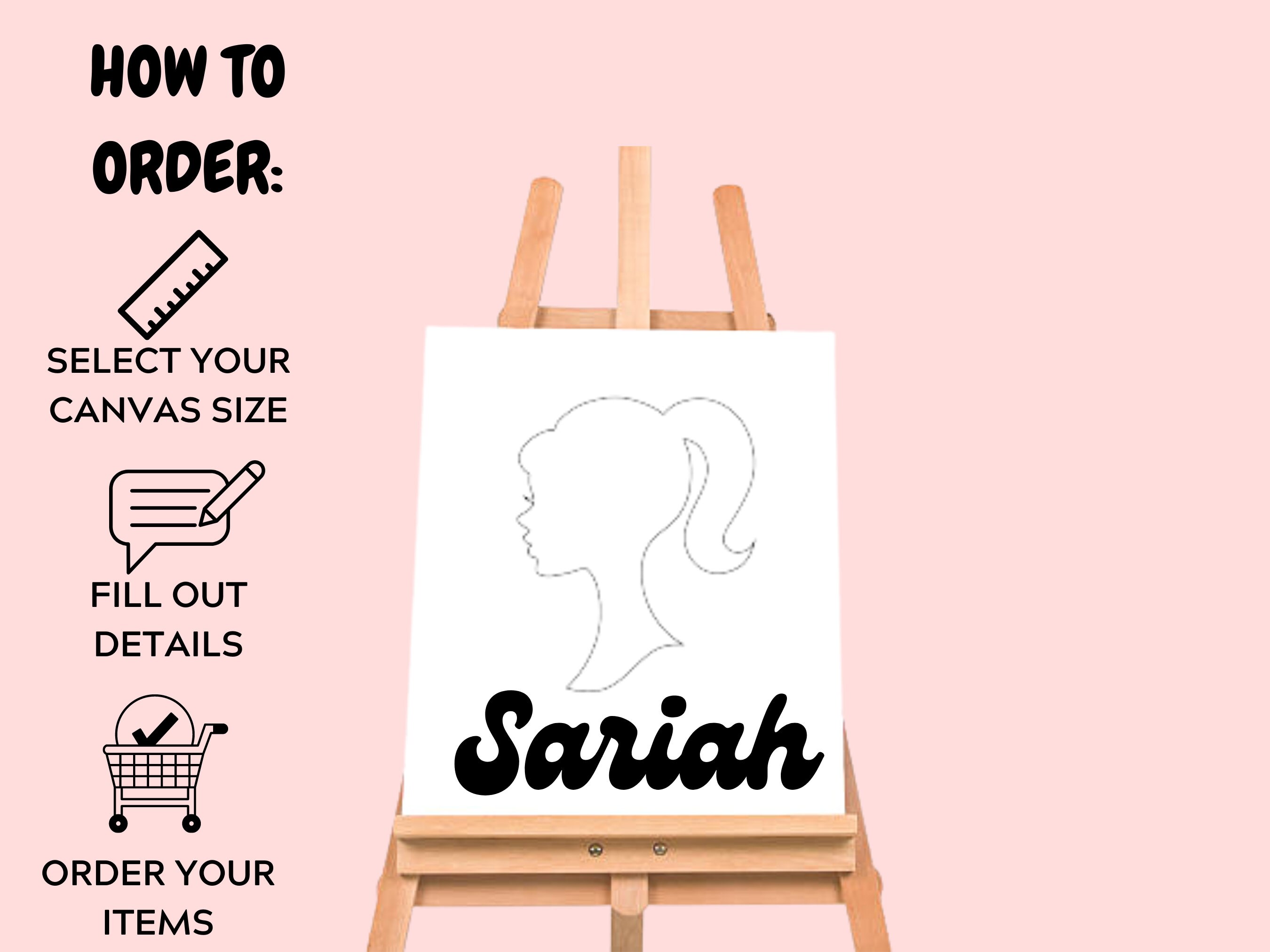 DIY Barbie Theme Paint Party Pre-drawn Canvas Outline, Canvases Only ...