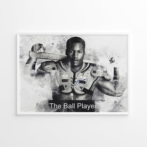 Cartel de Bo Jackson, impresión de acuarela de Bo Jackson, arte de la pared de béisbol, cartel del jugador de béisbol