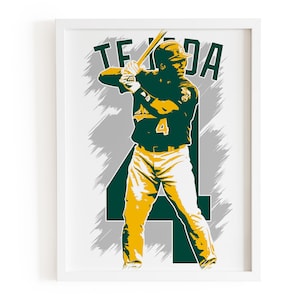Póster de Miguel TEJADA, arte mural para fanáticos del béisbol, decoración de los Atléticos de Oakland, jugador favorito