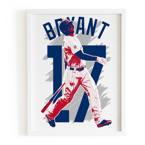 Affiche de baseball de Kris Bryant, impression de Kris Bryant, impression de baseball, décoration des Chicago Cubs, impression des Chicago Cubs, cadeau Kris Bryant, art Bryant Sport