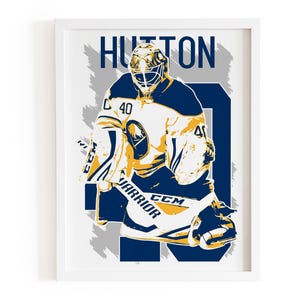 Poster di Carter Hutton, poster di hockey, decorazioni murali dei Buffalo Sabres, per adulti e bambini appassionati di hockey