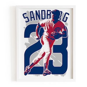 Poster Ryne Sandberg, stampa Ryne Sandberg, poster di baseball, Chicago Cubs, per appassionati di baseball adulti e bambini, arredamento per sala giochi