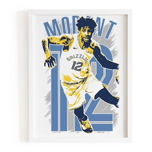 Ja Morant Memphis Grizzlies Kunstdruck, NBA Basketball-Wanddekor, Grizzlies Poster, Sportgeschenk für Fans, Manneshöhle oder Schlafsackkunst