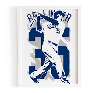 Pôster de Cody Bellinger, impressão de Cody Bellinger, impressão de beisebol, decoração de Los Angeles Dodgers, pôster de Los Angeles Dodgers, decoração de parede esportiva