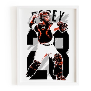 Poster di Buster Posey, stampa di baseball, fan art dei San Francisco Giants, poster dei Vintage Giants, arte delle leggende della MLB