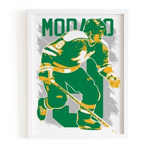 Mike Modano Art Print: Retro Minnesota North Stars Hockey Poster