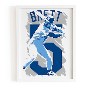 Poster di George Brett, arredamento dei Kansas City Royals, stampa di baseball, poster della Hall of Fame del baseball, arte murale delle leggende della MLB