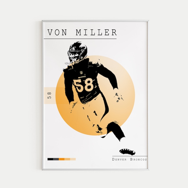 Von Miller poster, Football  posters, American football legends, Sport wall art