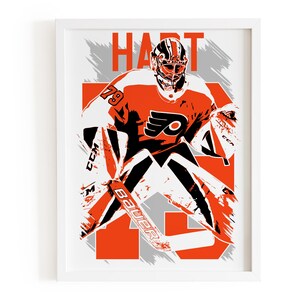 Poster di Carter Hart, poster di hockey, decorazioni murali dei Philadelphia Flyers, per adulti e bambini appassionati di hockey