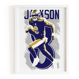 Lámina artística de Lamar Jackson Ravens: decoración de pared de fútbol americano de Baltimore