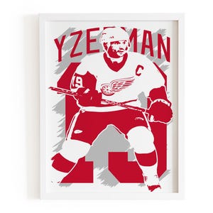 Steve Yzerman Art Print: Retro Detroit Red Wings Hockey Poster