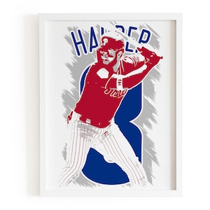 Bryce Harper poster, Baseball print, Philadelphia Phillies decor, Vintage Phillies art, Baseball legends wall art