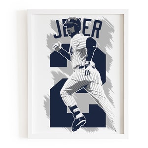 Derek Jeter Baseball Poster, Derek Jeter Print, Baseball Print, New York Yankees decor, New York Yankees Print, Jeter art print, Sport art