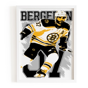 Patrice Bergeron Art Print, Boston Bruins Hockey Poster, NHL Wall Decor, Retro Sports Illustration, Gift for Hockey Fans, Man Cave Art