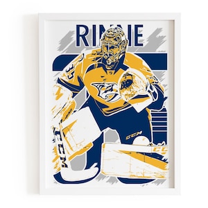 Nashville Predators Hockey Goalie Wall Art - NHL Sports Print - Modern Fan Art - Navy & Gold Home Decor, Pekka Rinne poster