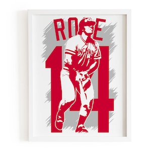Póster de Pete Rose, póster de béisbol, arte de pared de los Cincinnati Reds, para fanáticos del béisbol, adultos y niños, decoración de sala de juegos