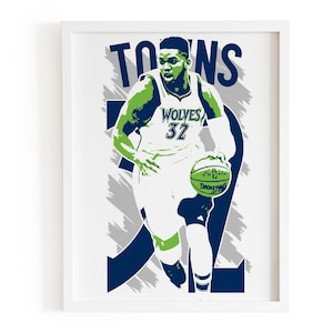 Karl-Anthony Towns Timberwolves-kunstprint: NBA-muurdecoratie basketbal