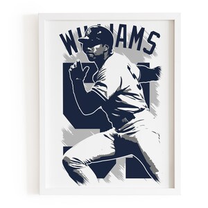 Bernie Williams poster, Yankees legends wall art, Baseball art print, Vintage baseball poster