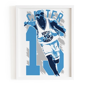 Vince Carter North Carolina Tar Heels art print, UNC basketball wall decor, NCAA hoops poster, college sports gift, man cave artwork