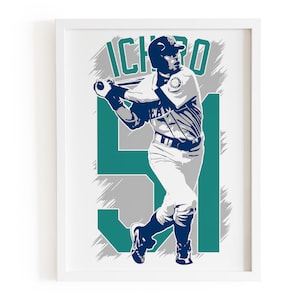 Ichiro Suzuki Poster, Ichiro Suzuki Print, Seattle Mariners decor, Baseball Print, Seattle Mariners Poster