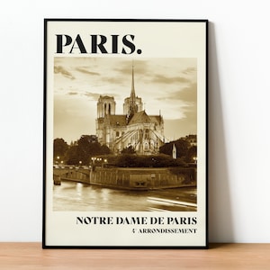 Poster Paris Notre Dame Kathedrale Sepia zum Ausdrucken / Poster Wand Notre Dame Kathedrale Druck