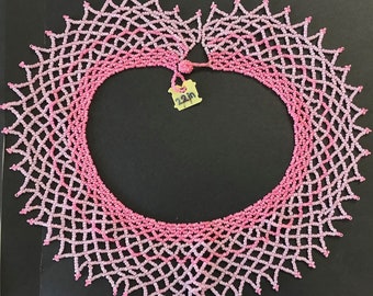 Pink Handcrafted Traditional African Beadwork Necklace