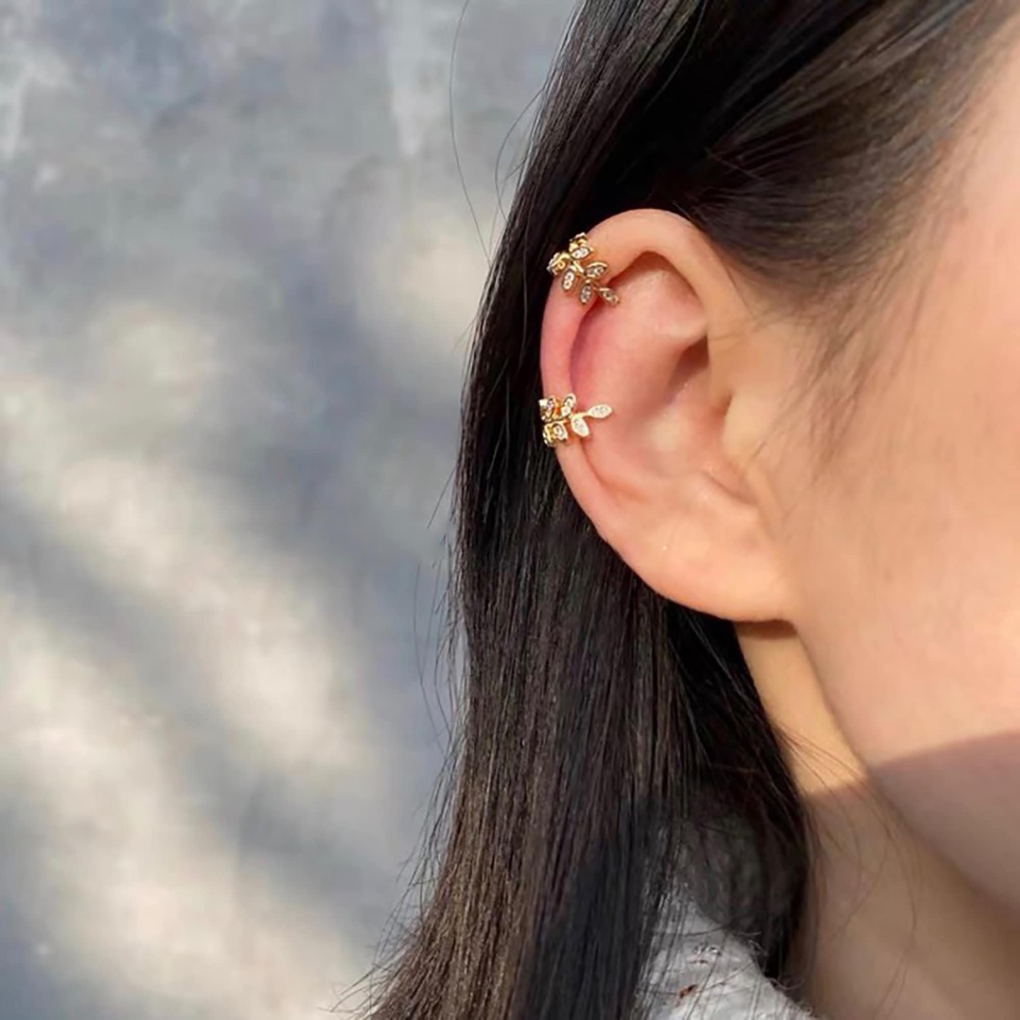 Leaf earclip 2021 ear cuff earrings women French earrings Etsy