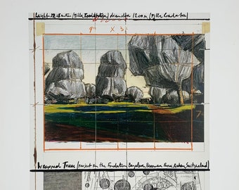Immagine stampa poster Christo Wrapped Trees IV su cartone liscio e leggero 40 x 30 cm