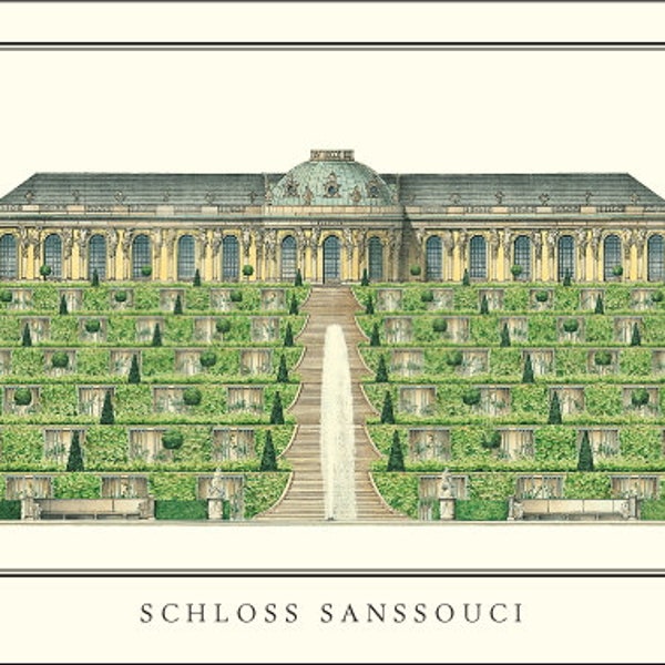 Georg W. von Knobelsdorff Schloss Sanssouci Poster Kunstdruck Print Architektur Garten 37 x 100 cm