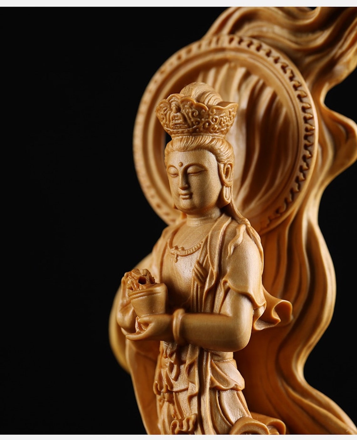 Guanyin Buddha Wood Statue Religious Worship Buddha Statue Etsy