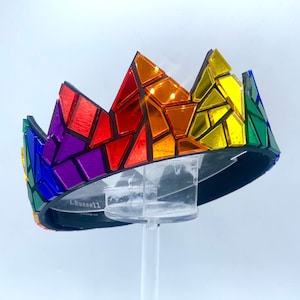 Rainbow Mirror Crown on Leather