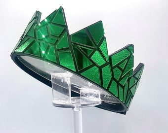 Emerald Mirror Crown on Black Leather