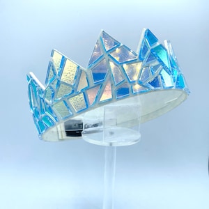 Iridescent Mirror Crown on White Leather