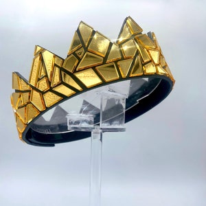 Gold Mirror Crown on Black Leather