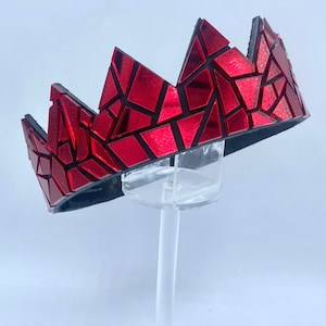 Ruby Red Mirror Crown on Black Leather