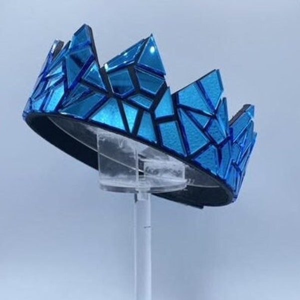 Aqua Mirror Crown on Black Leather