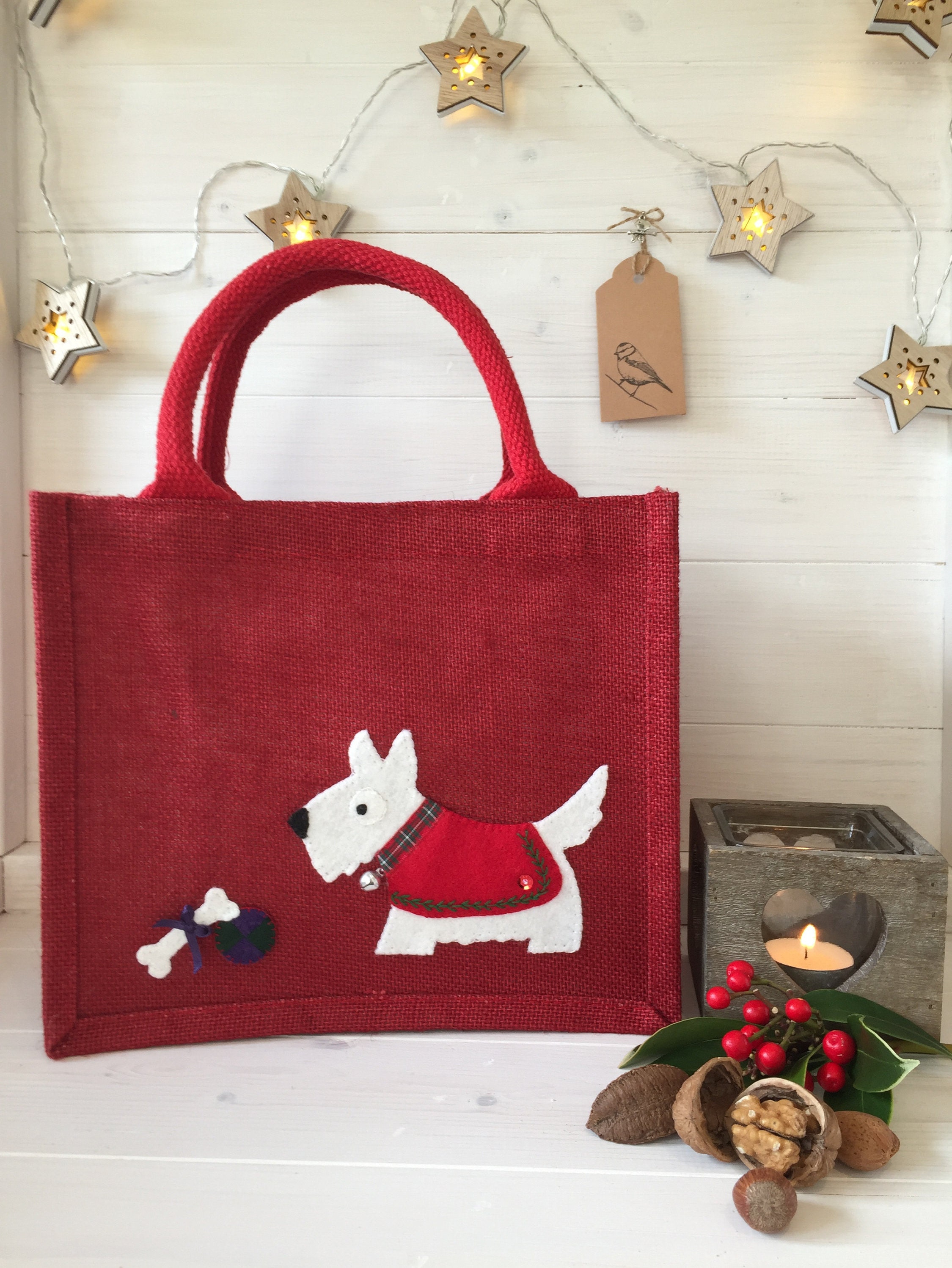 Jute Hessian Tote Christmas Gift Bag with a Cute Festive Etsy