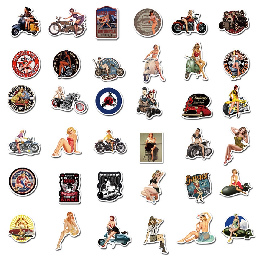 Pin up Girl retro stickers pack 100pcs Etsy