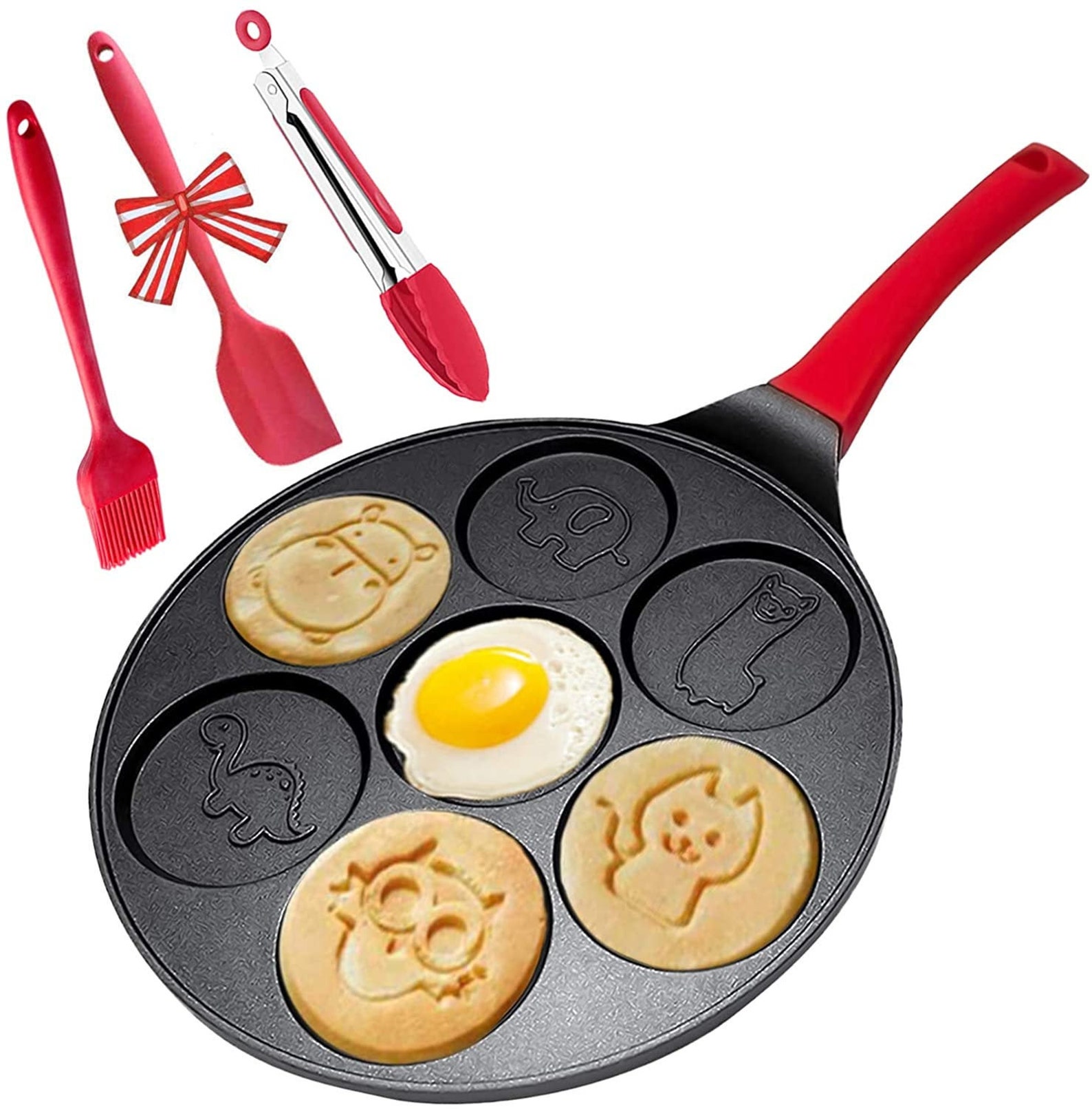 Pancake Pan With Handle 7 Animal Molds Pancake Maker Pan For Kids QrkQG