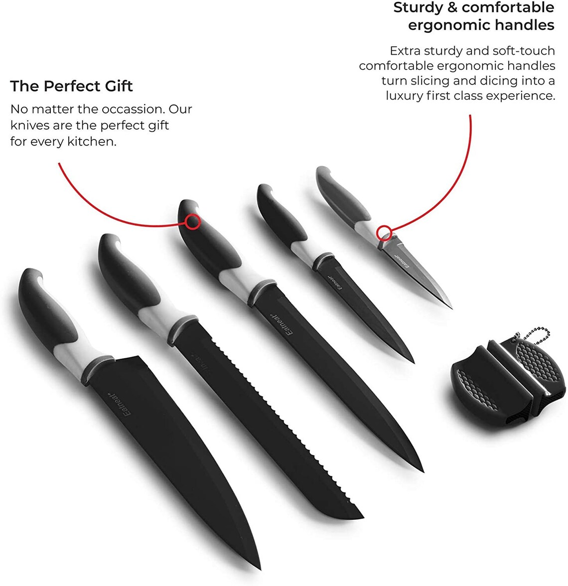 Black Stainless Steel Sharp Knife Set 5 Knives with Covers and Etsy