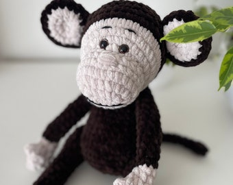 Singe au crochet, peluche singe au crochet, MOTIF ÉCRIT anglais/tchèque, téléchargement PDF, modèle amigurumi, jouet au crochet, modèle singe