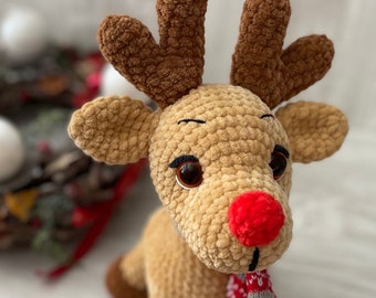 Crochet reindeer WRITTEN PATTERN, crochet reindeer PDF, Christmas decoration, christmas reindeer, the reindeer Rudolf, crochet reindeer
