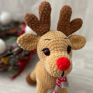 Crochet Reindeer Pattern: Chenille Christmas Decoration (PDF Pattern)